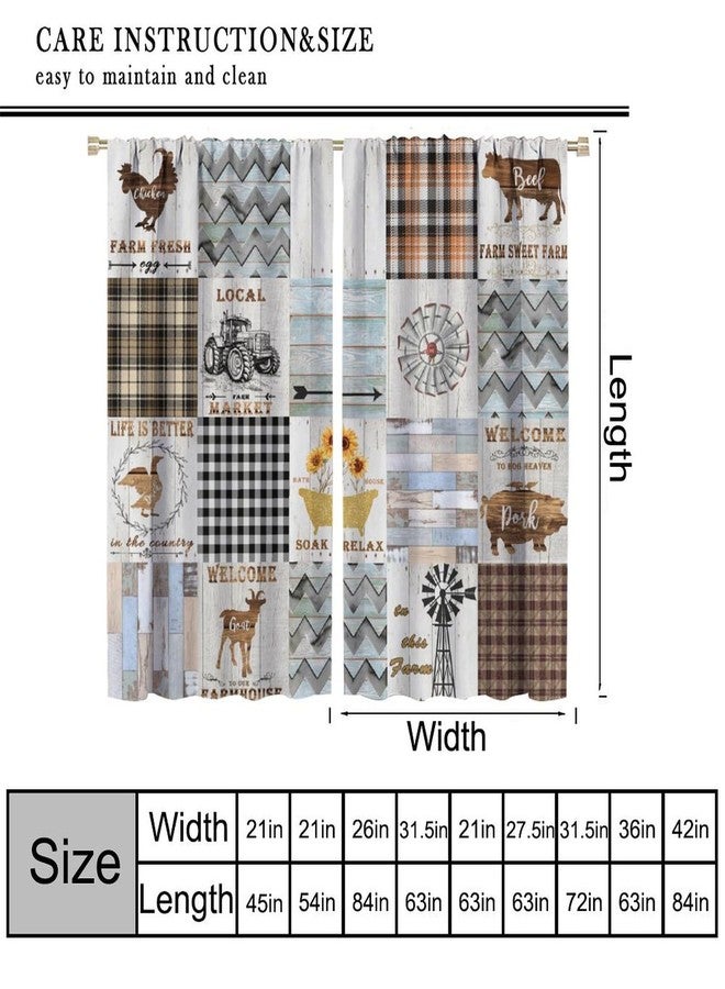 AAVEUP Farm Animal Curtains for Bedroom,Vintage Rustic Old Plank Lattice Tractor Windmill Sunflower Cow Rooster Goat Farmhouse Cottage Window Drapes for Girls Boys Living Room Kitchen 42x45in（No Blackout） - Image 3